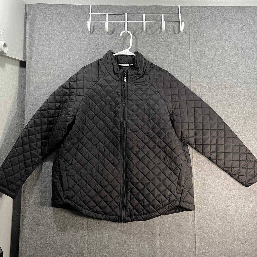 Belle by Kim Gravel Quilted Zip-Front Jacket Black SIze X-Large